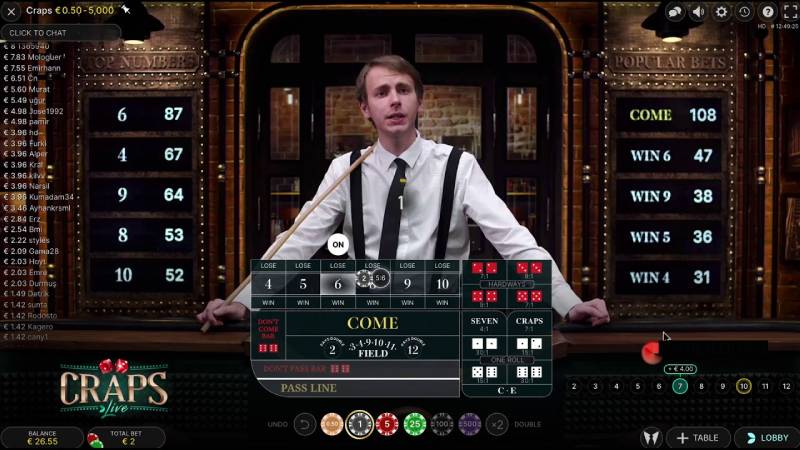 Các loại cược phổ biến trong Craps Live