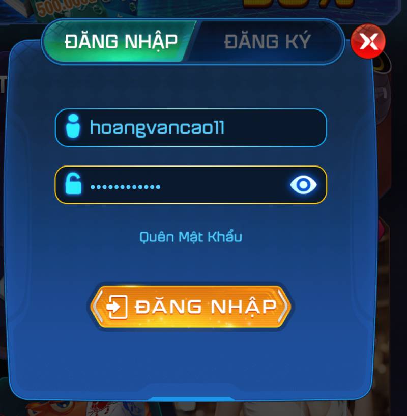 Nhập thông tin tài khoản